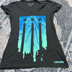 Converse All Star graphic tee print flag black